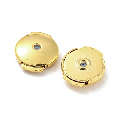 Rack Plating Brass Ear Nuts, Ear Backs, Long-Lasting Plated, Lead Free & Cadmium Free, Flat Round