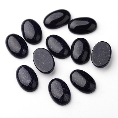 Azul goldstone sintética cabochons ovales, espalda plana