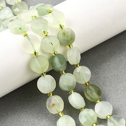 Новых природных нефрита нитей бисера, граненые, плоско-круглые, с бисером