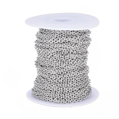 304 Stainless Steel Cable Chains, Unwelded, with Spool, Oval, for Jewelry Making