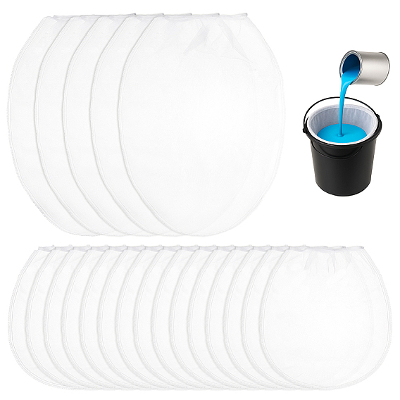 20Pcs 2 Styles Polyester Paint Filter Bags, Oval
