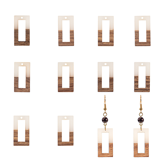 Подвески из смолы и дерева, прямоугольные