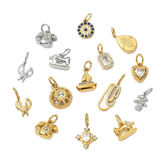 304 из нержавеющей стали горный хрусталь подвески, нержавеющая сталь цвет / золотой