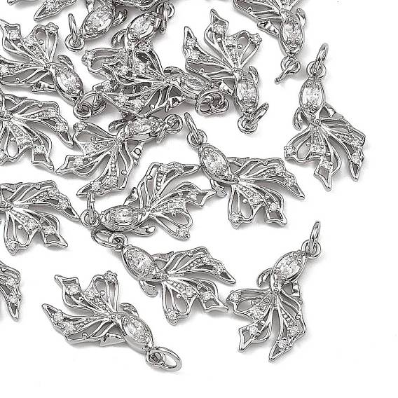 SHEGRACE Brass Pave Clear Cubic Zirconia Pendants, Goldfish Charms, Cadmium Free & Nickel Free & Lead Free, Long-Lasting Plated