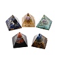Orgonite Pyramid, Resin Pointed Home Display Decorations, with Natural Gemstone and Metal Findings