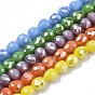 Opaque Glass Beads Strands, AB Color Plated, Faceted, Teardrop