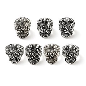 316 Stainless Steel Skull with Cross Finger Ring, Gothic Jewelry for Women, Halloween Theme