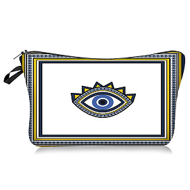 Evil Eye Pattern Polyester Cosmetic Pouches, with Iron Zipper, Waterproof Clutch Bag, Toilet Bag for Women, Rectangle