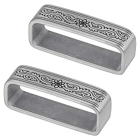 2unidades 304 anillos de sujeción de cinturón de acero inoxidable, para accesorios de hebilla de cinturón de hombre, rectángulo con el patrón