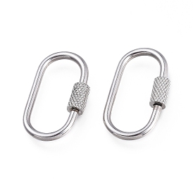 Ion Plating(IP) 304 Stainless Steel Screw Carabiner Lock Charms, for Necklaces Making, Quick Links, Oval