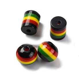 Бусины из смолы в полоску в стиле регги, Гана, Ямайка, красочный