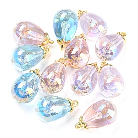 Transparent Acrylic Beads, with Alloy Findings, Teardrop