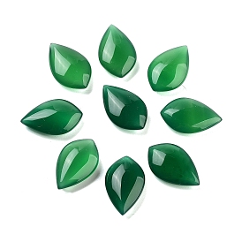 Dyed & Heated Natural Green Onyx Agate Beads, No Hole, Double Pointed Teardrop