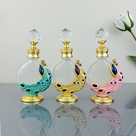 Peacock Empty Glass Perfume Bottle, for Essential Oils Aromatherapy Lab Chemical, Refillable Bottle