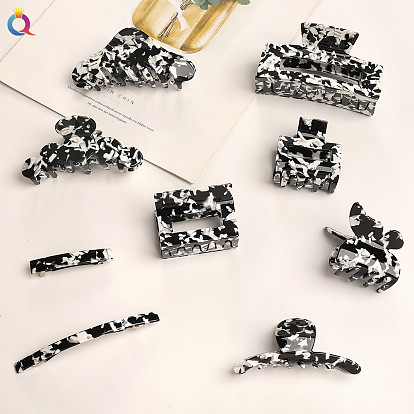 Black and White Hair Clip with Acetic Acid - Elegant and Stylish.