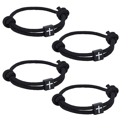 4шт. браслеты из плетеной веревки в форме креста для пары друзей