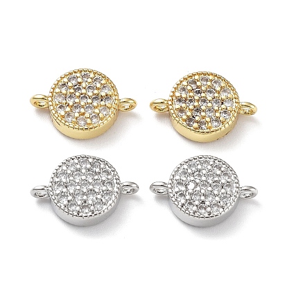 Латунь с покрытием из латуни, микро-паве, прозрачные подвески из кубического циркония, плоские круглые ссылки, долговечный, без свинца и без кадмия