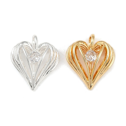 Латунные микро проложить кубического циркония подвески, без кадмия, без никеля и без свинца, сердце прелести