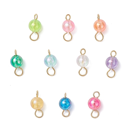 Подвески-коннекторы из прозрачного акрила цвета AB, с 304 двойными петлями из нержавеющей стали, золотые