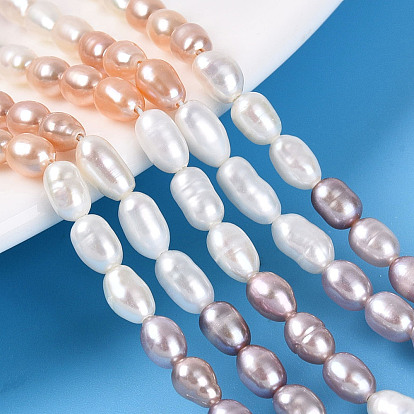 Three Color Natural Cultured Freshwater Pearl Beads Strands, Rice