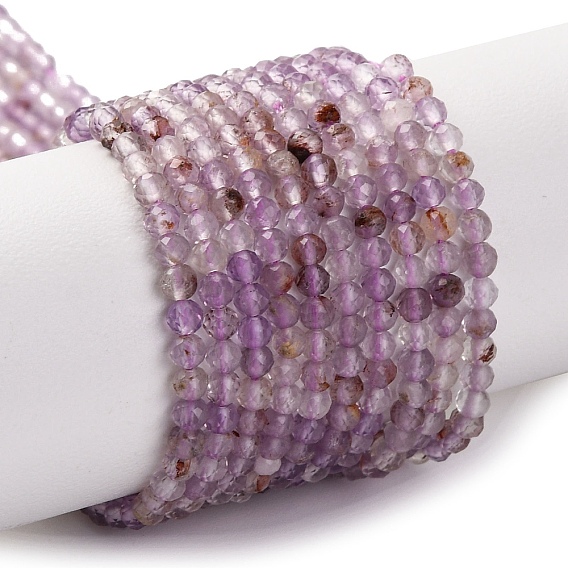 Натуральные фиолетовые фантомные кварцы, фиолетовые лодолитовые кварцевые бусины, нити, граненые, круглые
