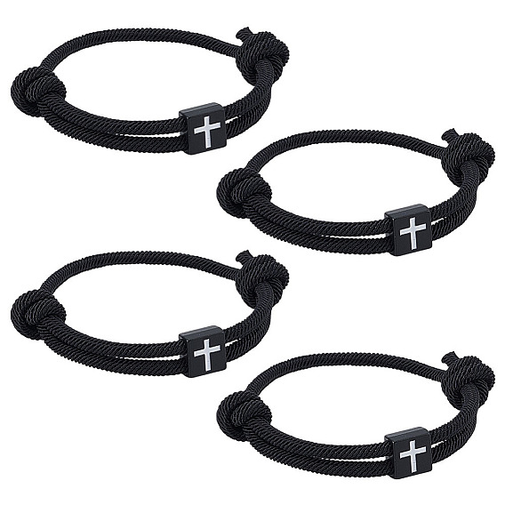4шт. браслеты из плетеной веревки в форме креста для пары друзей