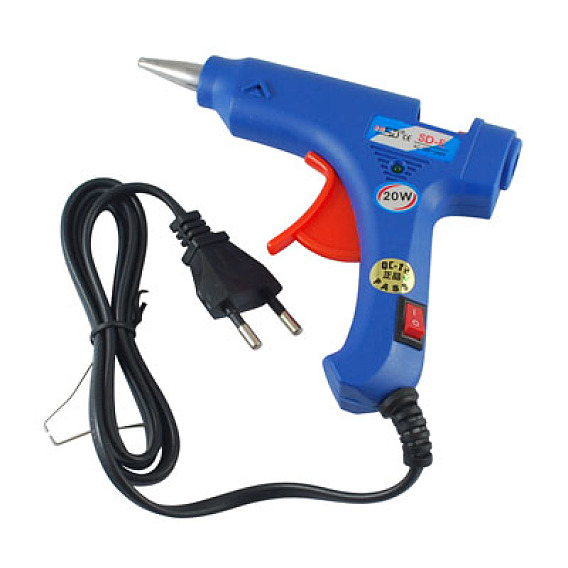 Outils à bijoux, Pistolet à colle, bleu, pour 7 mm batons palstic , 135x105mm, tension: 100-240 v