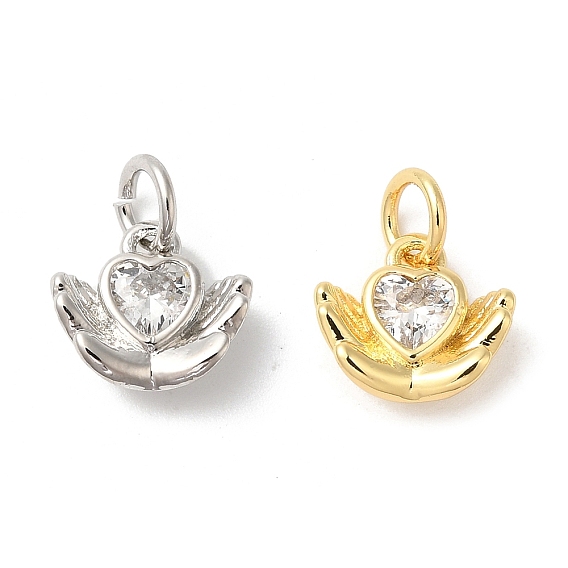 Подвески из латуни с покрытием из прозрачного кубического циркония, с целью перехода в кольце, долговечный, без свинца и без кадмия, руки с сердцем