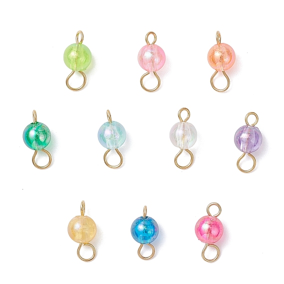 Подвески-коннекторы из прозрачного акрила цвета AB, с 304 двойными петлями из нержавеющей стали, золотые