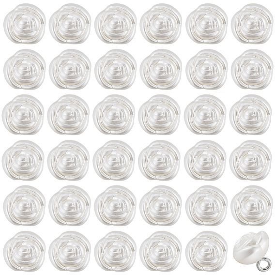 50шт. пластиковые пуговицы с имитацией жемчуга на ножке, с железной фурнитурой, роза