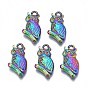 Regenbogenfarbe 304 Edelstahl-Anhänger Strass-Einstellungen, Cadmiumfrei und Nickel frei und Bleifrei, Eule