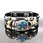 Imitation Leather Triple Lines Multi-strand Bracelets with Flat Round Links