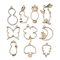 Rack Plating Alloy Open Back Bezel Pendants, For DIY UV Resin, Epoxy Resin, Pressed Flower Jewelry, Mixed Shapes