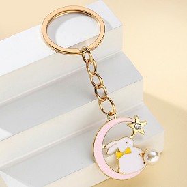 Cute Cartoon Moon Rabbit Pendant for Keychain, Backpack, Car - Versatile Decoration.