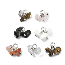 14 piezas 7 colores cristal de cuarzo natural y cuarzo rosa y ojo de tigre y obsidiana y labradorita y vidrio y dijes de ágata roja del sur, amuletos de chips