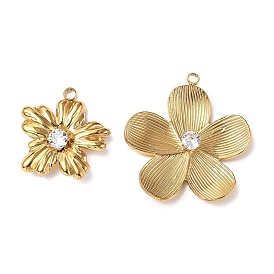 304 из нержавеющей стали горный хрусталь подвески, цветок