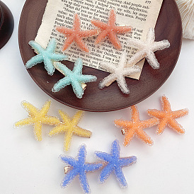 Crystal Starfish Hair Clip Candy Color Hairpin for Beach Vacation Hair Accessories.