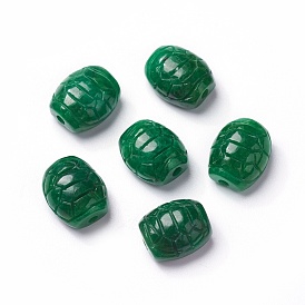 Perles naturelles de jade du Myanmar / jade birmane, teint, forme de carapace de tortue