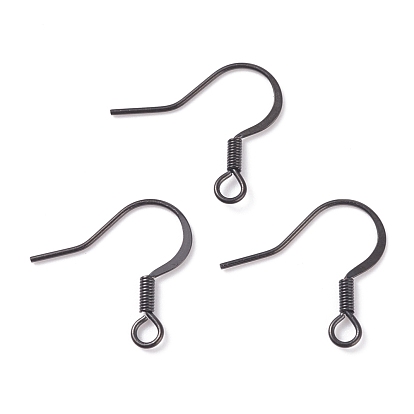 Stainless Steel French Earring Hooks, with Horizontal Loop, Flat Earring Hooks