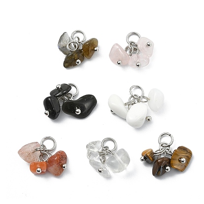 14 piezas 7 colores cristal de cuarzo natural y cuarzo rosa y ojo de tigre y obsidiana y labradorita y vidrio y dijes de ágata roja del sur, amuletos de chips