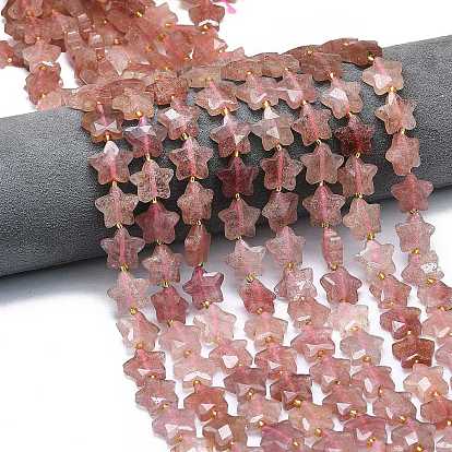 Природного кварца клубники нитей бисера, граненые, звезда, с бисером