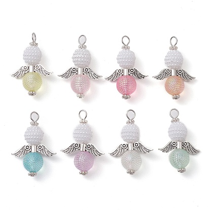 Pendentif perles d'imitation acrylique et perles acryliques transparentes, ange