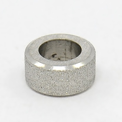 Perles texturées de colonne à gros trous en acier inoxydable, 10x5mm, Trou: 6mm