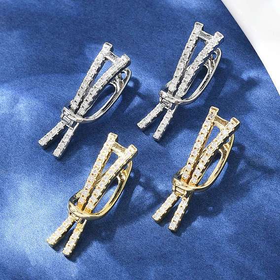 Серьги-кольца из латуни с микропаве из прозрачных кубических цирконий, долговечный, стойки покрытие, без кадмия и без свинца