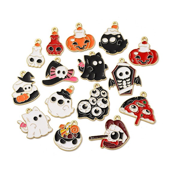 Подвески из сплава хэллоуина с эмалью, золотые