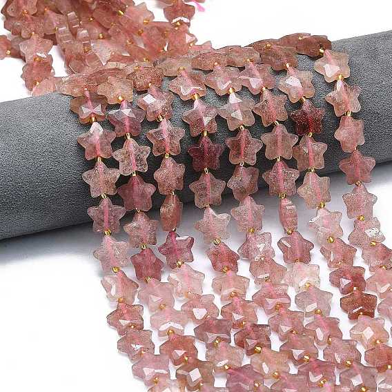 Природного кварца клубники нитей бисера, граненые, звезда, с бисером