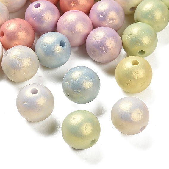 УФ-покрытие и распыление непрозрачных акриловых бусин, радужный, круглые