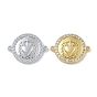 Стойка покрытие латунь микропаве прозрачный кубический цирконий священное сердце иисуса соединительные подвески, плоские круглые ссылки, долговечный, без кадмия и без свинца
