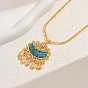 Ожерелья с подвеской в виде рыбьей кисточки из богемской латуни с паве из синтетической бирюзы для женщин