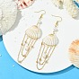 Серьги-подвески из ракушек, латуни и нержавеющей стали, формы раковины, золотые